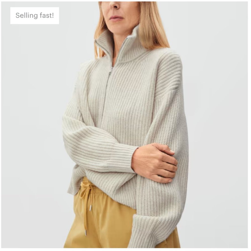Everlane The Felted Merino Half-Zip Sweater
